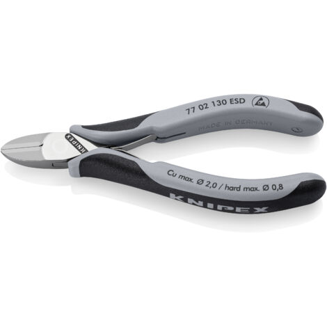 KNIPEX 77 02 130 ESD Alicates de corte diagonal para electrónica ESD con articulación machihembrada con mangos multicomponentes 130 mm (1/3)