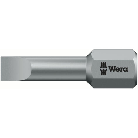 Wera Bit 800/1 TZ para tornillos de ranura 4 mm longitud 25 mm 1/4″ C6,3 0,5 mm tenaz zona de torsión - 5056203001 (1/3)