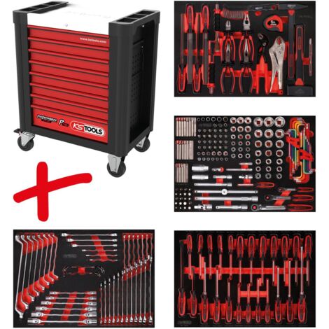 KS TOOLS Performanceplus Werkstattwagen-Satz P10 con 241 herramientas para 4 cajones - 810.4241 (1/4)