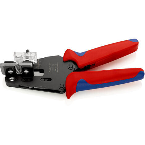 KNIPEX 12 12 14 Alicate pelacables de precisión con cuchillas de forma precisa con mangos multicomponentes Barnizados 195 mm (1/2)