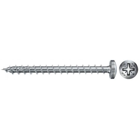 FISCHER 670448 PowerFast II FPF II PZF 5,0x60 BC 100 con cabeza redonda, engarce PZ, rosca total y cincado