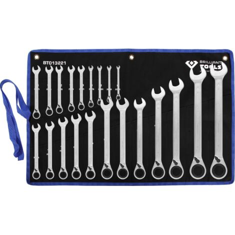 BRILLIANT TOOLS Juego de llaves de carraca combinadas 21 piezas, reversibles 6 - 32 mm - BT013221 (1/4)