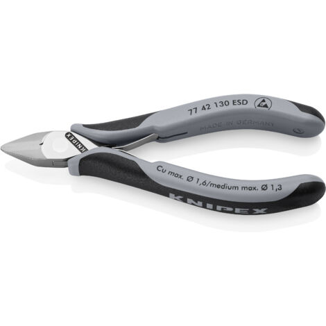 KNIPEX 77 42 130 ESD Alicates de corte diagonal para electrónica ESD con articulación machihembrada con mangos multicomponentes 130 mm (1/6)