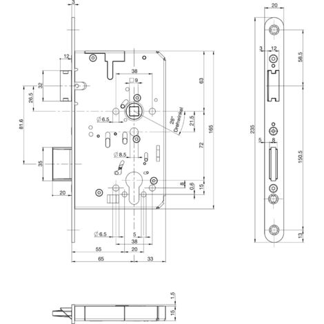 Cerradura de hacer muescas anti pánico PZ65/72/920rd PAF-EB-2326 DLERmata (1/4)