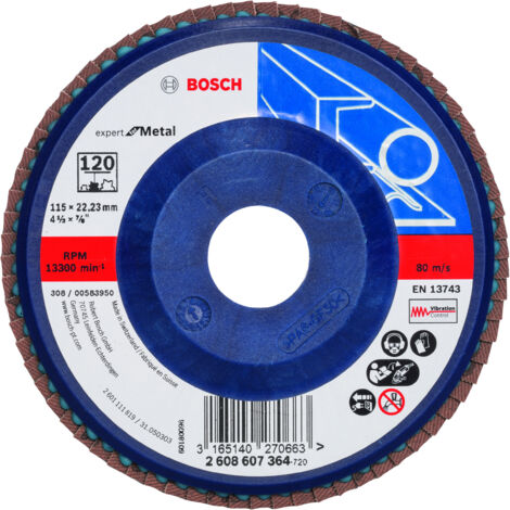 Bosch 2608607364 Disco abrasivo de láminas X551 Expert Metal 115mm recto plástico G120 10 uds (1/5)