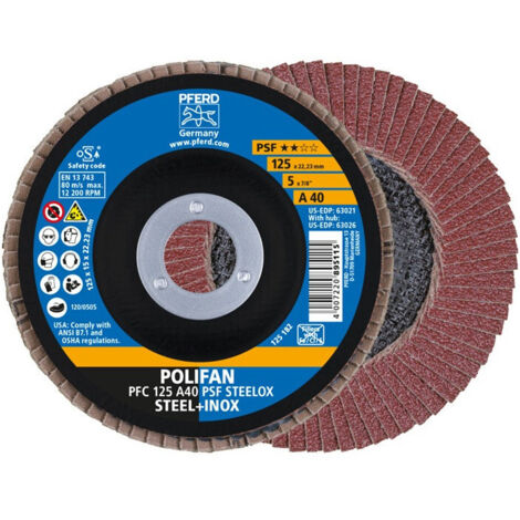 Arandela de presión dentada POLIFAN A PSF STEELOX D.125mm K.A-40 cónica acero / madera NK PFERD (Por 10) (1/3)
