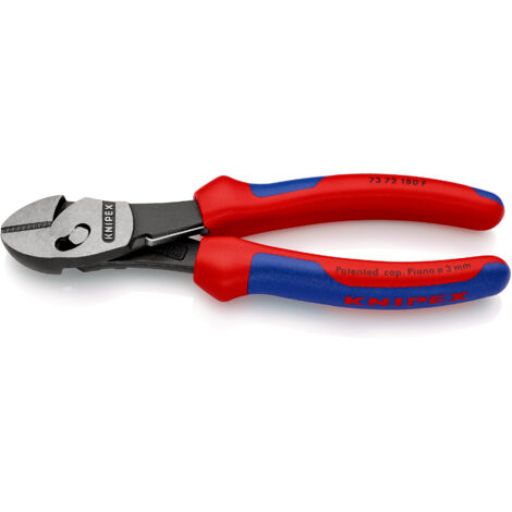 KNIPEX 73 72 180 F TwinForce® Alicate de corte diagonal de alto rendimiento Con muelle de apertura con mangos multicomponentes Negro atramentado 180 mm (1/9)
