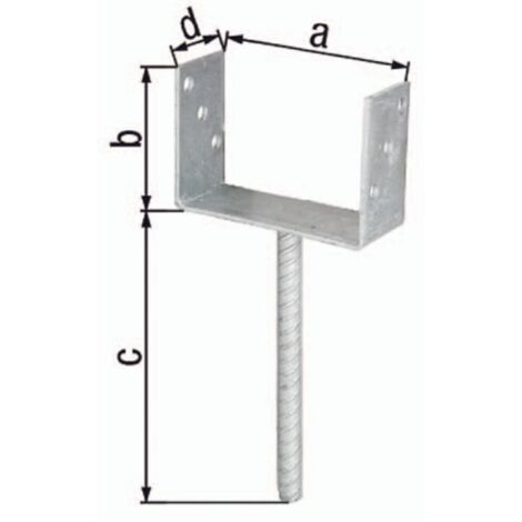 GAH  Alberts  U-Soporte  para  postes  ETA-10/0210  71x100x200x60mm  TZN  con  anclaje  de  hormigón  de  acero  corrugado  -  214234 (1/2)