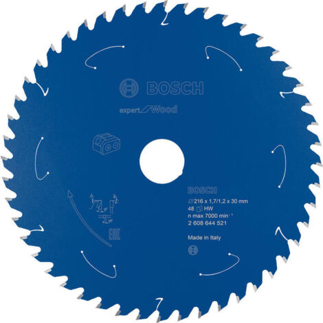 Bosch Hoja de sierra circular Expert for Wood para sierras de mesa a batería 216 x 2 x 30 mm 48 - 2608644521