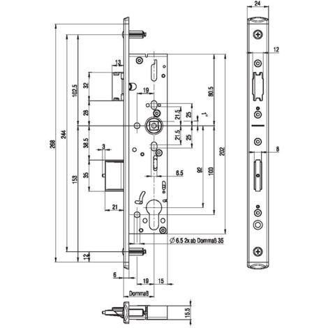 BKS pánico-RR-cerradura embutir B 1821 B DIN L/R 24/268/34/92/9mm perfil U - B-18210-16-L-8 (1/4)