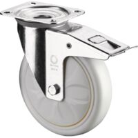 BS Rollen Rueda giratoria D.150mm Cap.650kg con freno Placa 135x110mm blanca - L620.B15.152