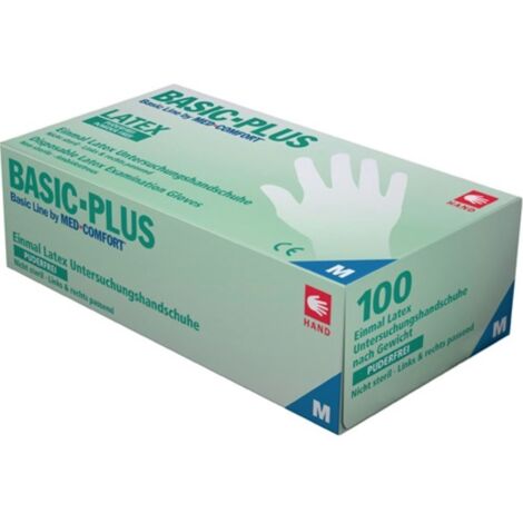 Guanti monouso Basic Plus taglia L beige chiaro lattice EN 455 DPI I 100 pezzi/scatola AMPRI (1/3)
