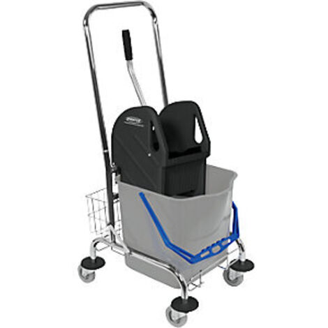Carrello per pulizia con secchio da 1x27 litri, pressa, contenitore portaoggetti STA (1/5)