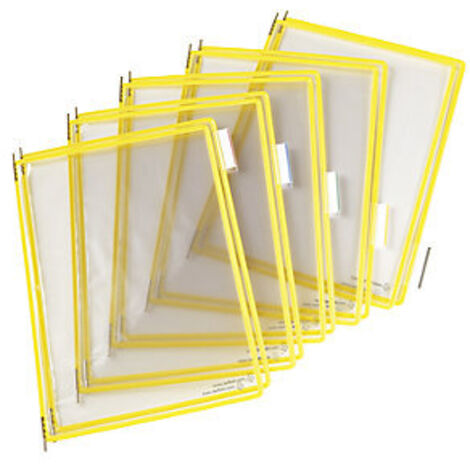 Cartello in PVC con cornice in filo metallico, giallo, senza riflessi, formato DIN A4, confezione da 10 pezzi. (1/3)