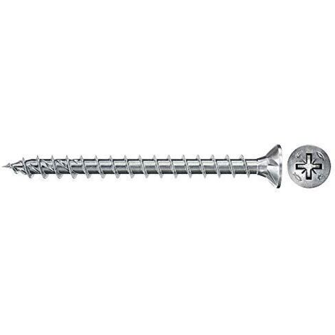 Fischer Viti per Legno o Truciolare Power-Fast II CZF 4,0x45 Filetto totale, Pozi, Testa svasata piana, Zincatura bianca, blu passivato, 200 Pz, 670205 (1/4)