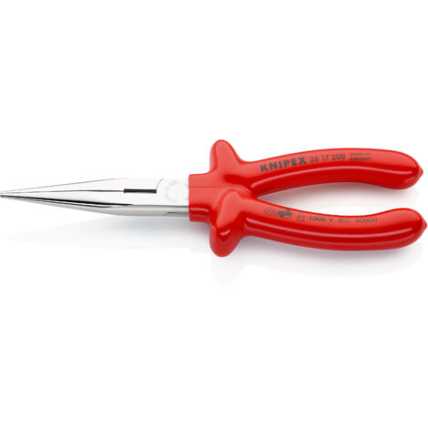 KNIPEX 26 17 200 Pinza per meccanica - con becchi mezzotondi con tronchese (pinza a becchi di cicogna) isolati ad immersione, collaudati VDE cromata 200 mm