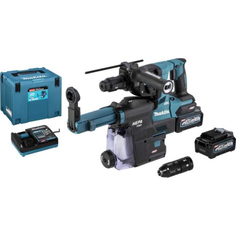 Makita HR004GM202  Martello combinato  a batteria  SDS-PLUS  40V max.  / 2x  4,0 Ah  batteria  + caricabatterie  incl.  aspirazione  polvere  DX14  in Makpac (1/5)