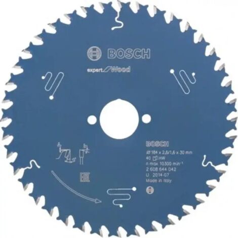 Lama per sega circolare Bosch Expert per legno, per seghe circolari portatili, 184 x 30 x 2,6 mm, codice 40 - 2608644042 (1/2)