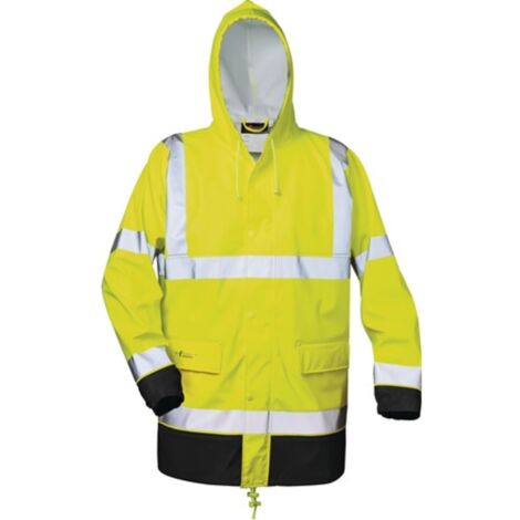 Giacca impermeabile in PU con segnaletica di sicurezza Manfred, taglia XXL, giallo/nero (1/4)
