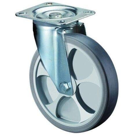 Ruota girevole BS con piastra di montaggio, cuscinetto a rulli in gomma termoplastica, 125 mm, 120 kg - L400.B44.126 (1/5)