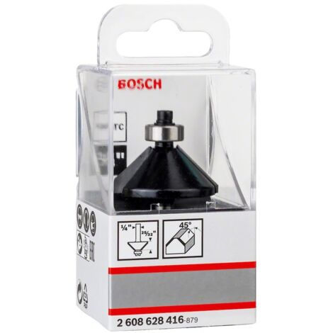 Bosch 2608628416 - Punta di centraggio smussata con cuscinetto a sfere, a 2 scanalature, con rivestimento laminato, in carburo di tungsteno, 45 gradi (1/4)