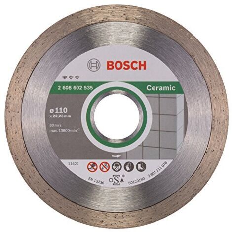 Bosch Professional 1x Disco Diamantato Standard for Ceramic, per Pietra, Piastrelle, Ceramica, Ø 110 x 22,23 x 1,6 x 7,5 mm, Accessori per Smeriglatrici Angolari (1/4)