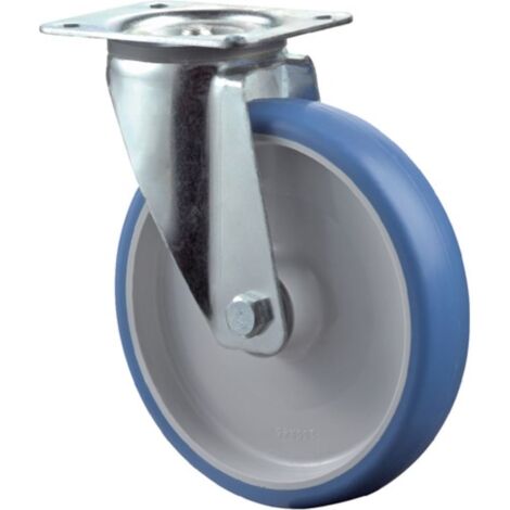 Ruota di sterzo D.125mm Trgf.175kg PU Piastra L104xB80mm Colore Blu Royal (1/2)