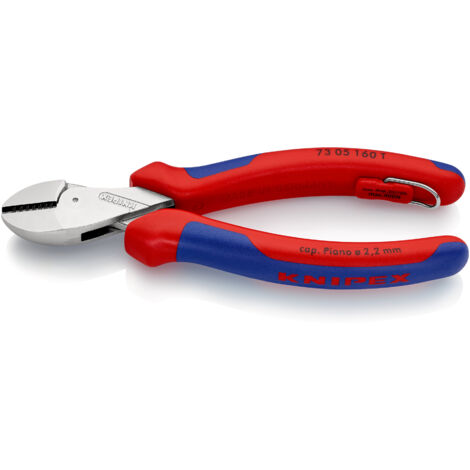 KNIPEX 73 05 160 T BK X-Cut® Tronchese laterale compatto rivestiti in materiale bicomponente, con anello di fissaggio incorporato per agganciare una protezione anticaduta cromata 160 mm (1/4)