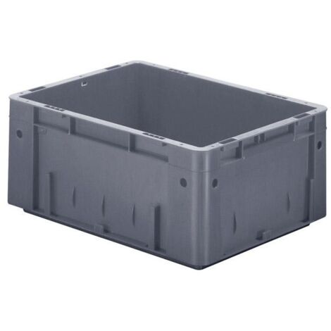 Contenitore di trasporto L400xP300xH175mm grigio PP per carichi pesanti con pareti laterali chiuse (1/2)