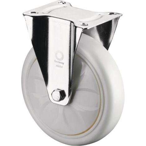 Ruote girevoli BS, diametro 125 mm, portata 450 kg, piastra in plastica, 138 mm di lunghezza x 110 mm di larghezza, colore bianco - N110.B15.128 (1/2)