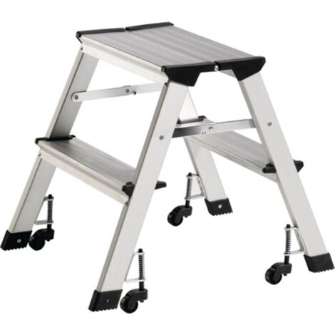 Gradino pieghevole, gradini 2, altezza piattaforma 440mm alluminio, mobile (1/4)