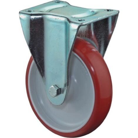 Ruota a botte D.125mm Trgf.175kg Poliuretano, rossa Piastra L104xB80mm (1/2)