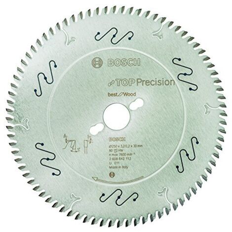Lama da sega circolare Top Precision, ideale per legno, 250 x 30 x 3,2 mm, 80