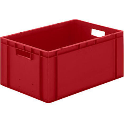 Contenitore di trasporto impilabile L600xP400xH270mm rosso in PP con pareti laterali chiuse