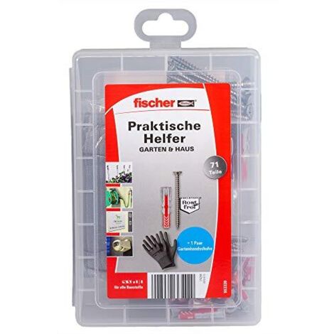 Fischer 553339 Scatola, Pratico Aiuto per incollare e collegare con tasselli in Legno (1/4)
