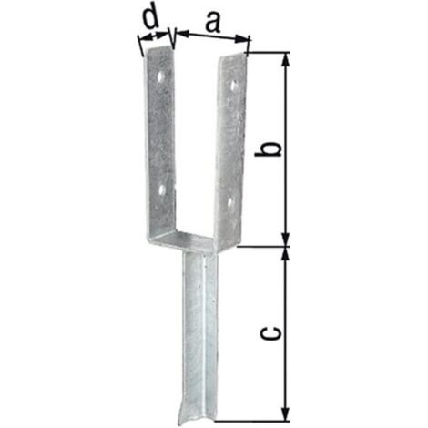 Supporto per pali U ETA-10/0210 91x200x200x50mm TZN con ancoraggio in cemento e ferro T-Eisen (1/2)