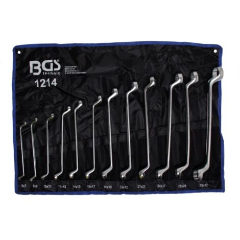 Set SERIE 12 chiavi POLIGONALI DOPPIE CURVE con CUSTODIA da 6 a 32 mm BGS 1214 (1/9)