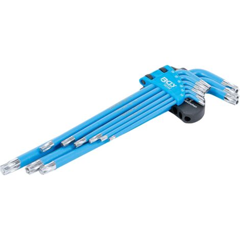 Serie di chiavi ad angolo  profilo a T (per Torx) / profilo a T (per Torx) con alesatura T10 - T50  9 pz. (1/4)
