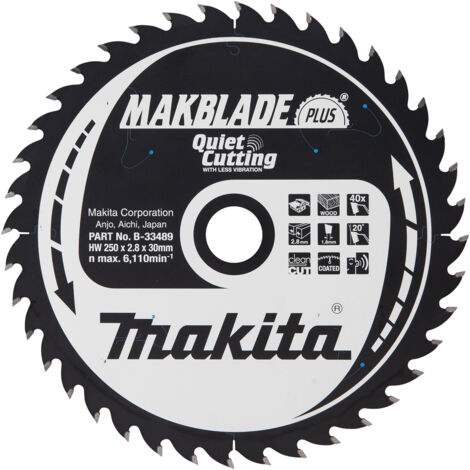 Lama per sega circolare Makita, MAKBLADE PLUS TCT - 250 mm x 30 mm - 40 denti - legno (1/4)