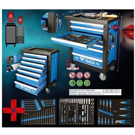 Carrello portautensili con 7 cassetti e 207 utensili (1/5)