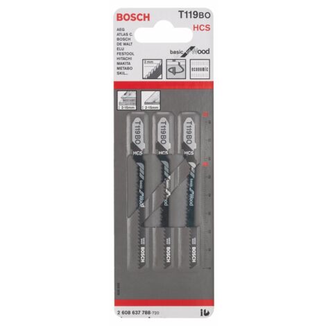 Bosch 3x lama per seghetto alternativo T 119 BO Basic for Wood - 2608637788