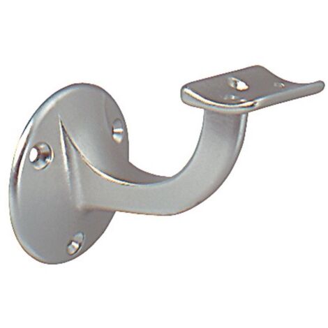 Supporto per corrimano in VA con piastra a parete D. 53 mm, supporto curvato (1/3)