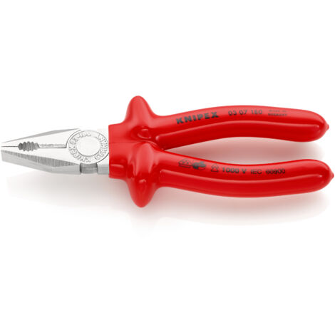 KNIPEX 03 07 180 Pinza universale isolati ad immersione, collaudati VDE cromata 180 mm