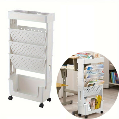 Étagère de rangement mobile à 5 niveaux, étagère utilitaire, organiseur de livres monté sur bureau, bibliothèque de classe, utilisation multi-scènes (1/5)