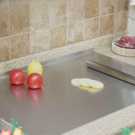Planche à découper en acier inoxydable avec rebord, antidérapante, facile à nettoyer, durable, pour la pâtisserie, le pétrissage et la cuisine
