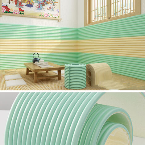 NICOLA Autocollant mural souple texturé 3D, protection d'angle, convient pour les murs, tables, chaises, vert, 20 x 200 cm