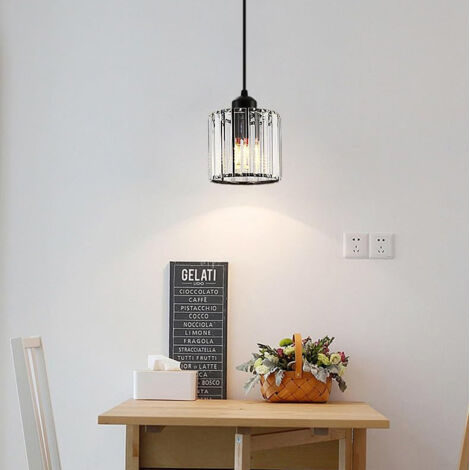 NICOLA Lustre minimaliste moderne en cristal pour salle à manger, éclairage d'ambiance encastré, une seule tête,noir,sans source lumineuse,220V,E27