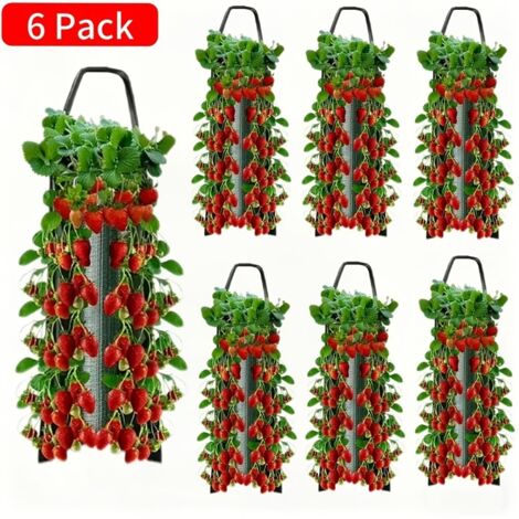 Sacs de plantation suspendus pour fraisiers verts à 10 trous, sacs de plantation pour jardin, adaptés à la plantation en cour arrière (6pcs)