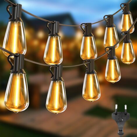 Guirlande lumineuse d'extérieur de 7,6 m, Lampe de jardin étanche IP45 avec 25+1 ampoules LED ST38, Lumières décoratives de Noël (lot de 2) (1/5)