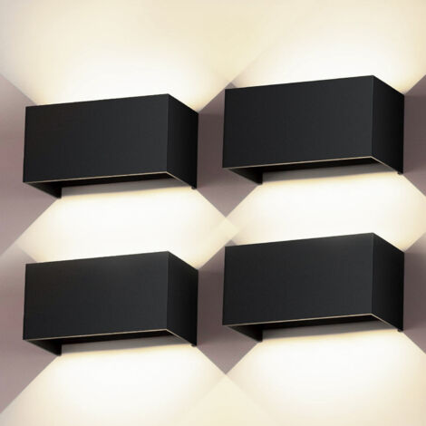 Lot de 4 appliques murales LED 24 W, appliques murales pour usage extérieur/intérieur, faisceau réglable, étanche IP65, lumière blanche 4500 K (1/5)